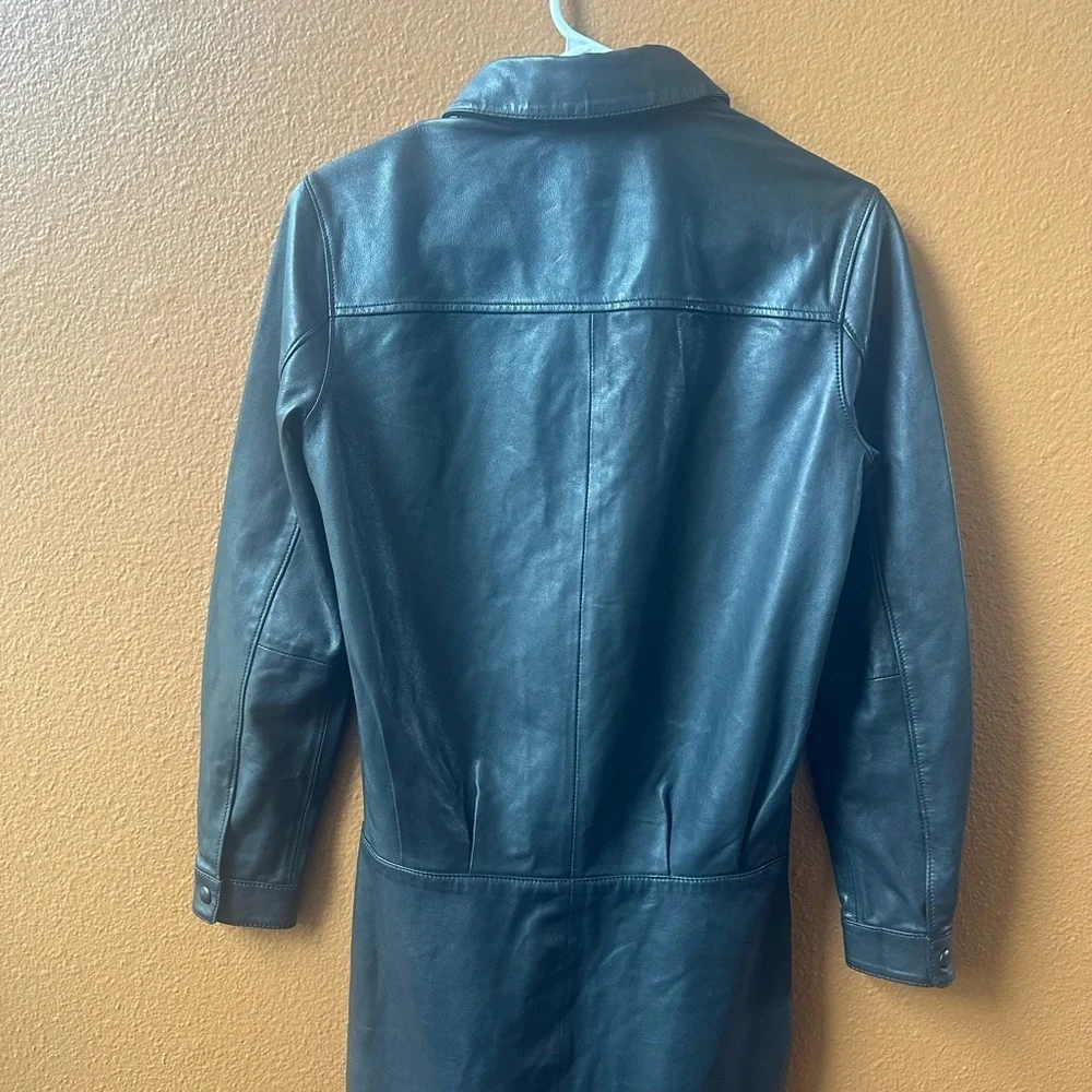 NWT! All Saints Black “Kadi” Leather Long Sleeve Mini Dress Size 4 - Picture 9 of 15